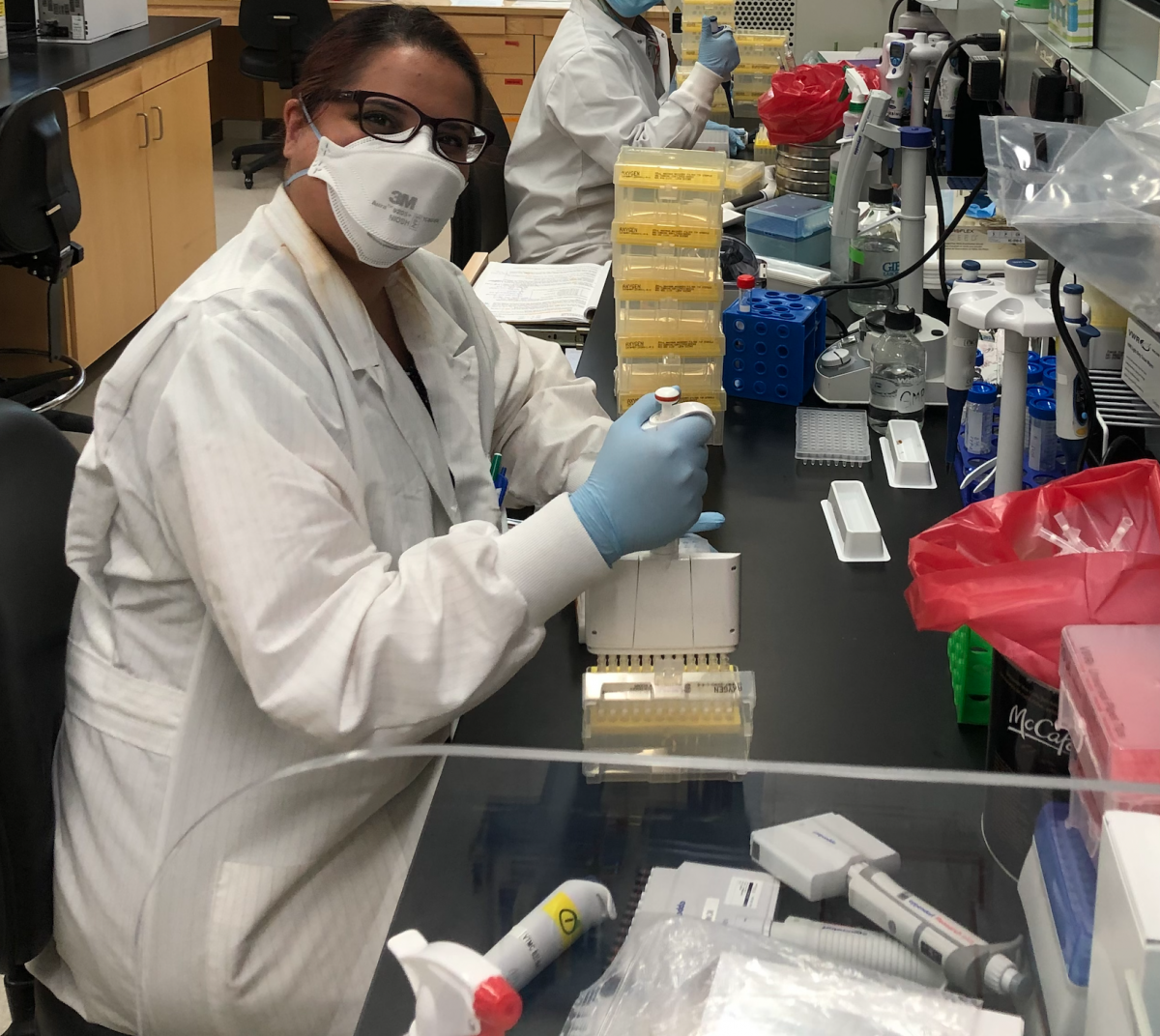 Zahra working in the lab at University of Saskatchewan.
