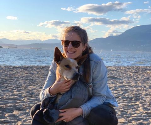 Photo of Deanna Pepin with her dog.