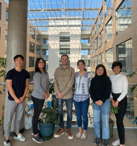 Photo of Maria Tokuyama and students from her lab. 